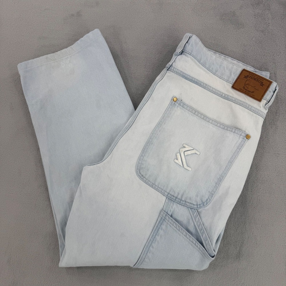 Vintage Karl Kani Baggy Light Wash Denim Jeans Mens 37x29 Streetwear 90s Hip Hop